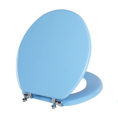 Round Natural Wood Toilet Seat with Zinc Hinges