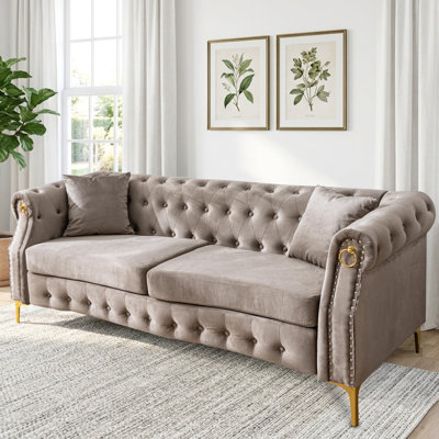 83.5'' Comfort Tufted Velvet Sofa with Wooden Frame