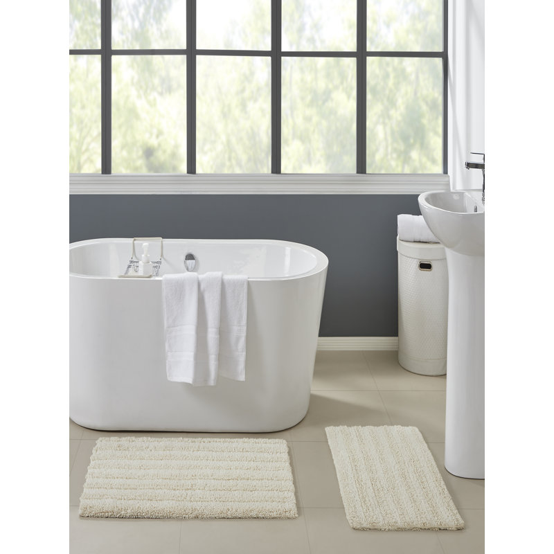 Genieve Cotton Blend Bath Rug, Ivory