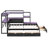 Twin Size Gaming Daybed with Integrated Desk and LED Light, Modern Wooden Bed Frame with 3 Storage Drawers and Built-in Charging Station, Multi-Functional Headboard Bookcase, Black+Purple-1048729228