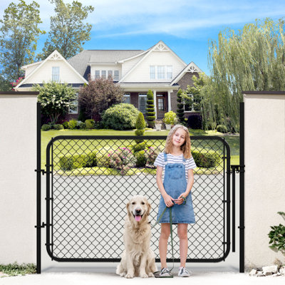HITTITE Adjustable Chain Link Fence Gate Kit, PVC Coated Anti-Rust Outdoor Garden Fence Gate, Heavy Duty Pedestrian Gate Walking Fence Gate For Yard, 26"-72" Wide.