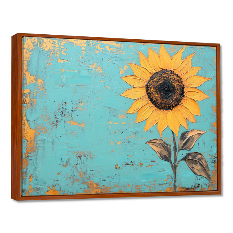 Symphonie minimale d'un tournesol II - art mural tournesol, H 30 po x l 40 po, Brun