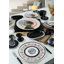 Elegant 50-Piece Breakfast Set, 100% Ceramic Stoneware | Non-Absorbent, Antibacterial, Eco-Friendly | Includes Plates, Bowls, Egg Cups, and Tea Glasses | Stylish Black, Grey, White & Orange Design | Easy to Clean, Not Microwave/Dishwasher Safe