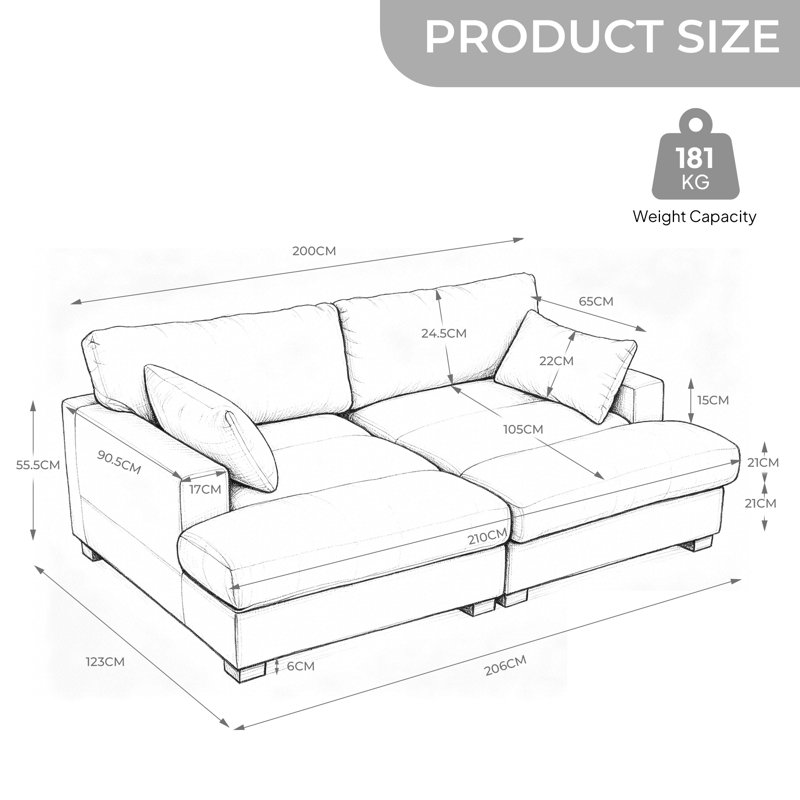 213Cm Recessed Arms Modular Sleeper