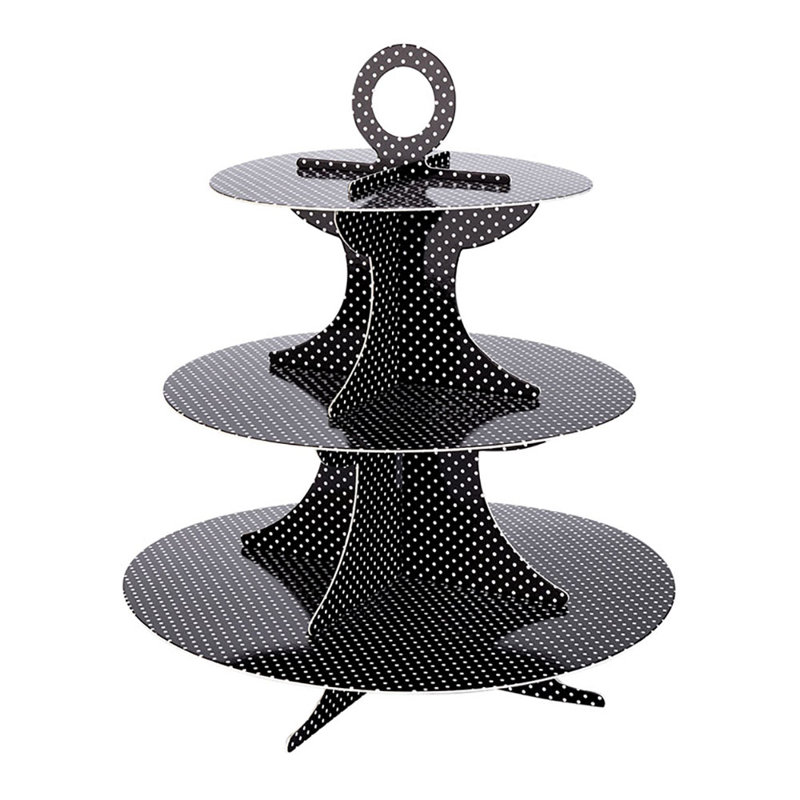 Présentoir à petits gâteaux en carton à 3 niveaux - Pois - Support à petits gâteaux - Présentoir à pâtisserie - 13 1/2 po x 13 1/2 po x 14 po - boîte de 1 carat - Tek Pâtisserie