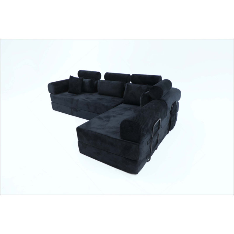 Canapé modulaire en L Boneless, Noir