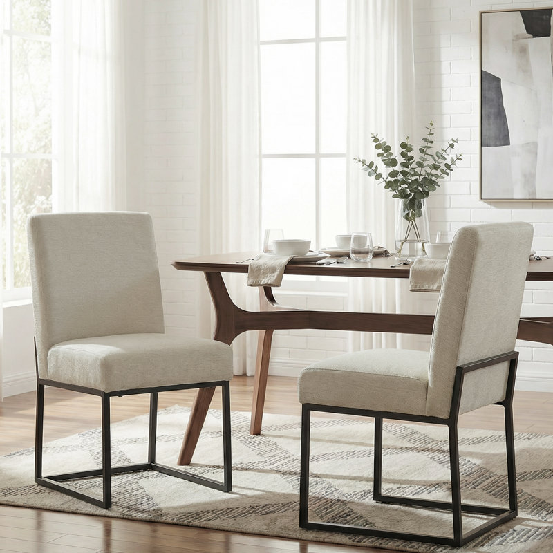 19.9" H Chenille Upholstered Side Chair (Set Of 4), 4, Cream Chenille