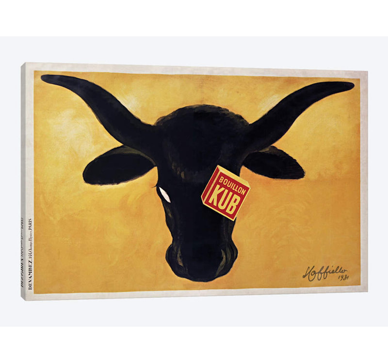 Bouillon Kub Ad, 1931 par Leonetto Cappiello - Estampe numérique sur toile tendue avec châssis, H 12 po x l 18 po x P 1,5 po