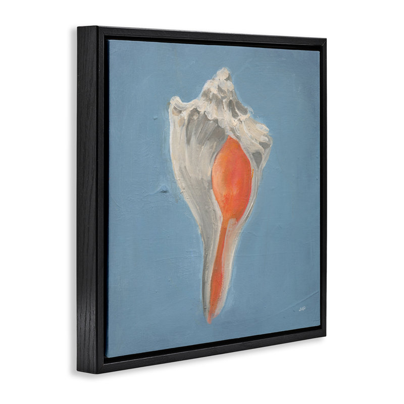 Cadre flottant Soft Sea Conch Shell, design par Julia Purinton, Cadre flottant noir de jais, H 18 po x l 18 po