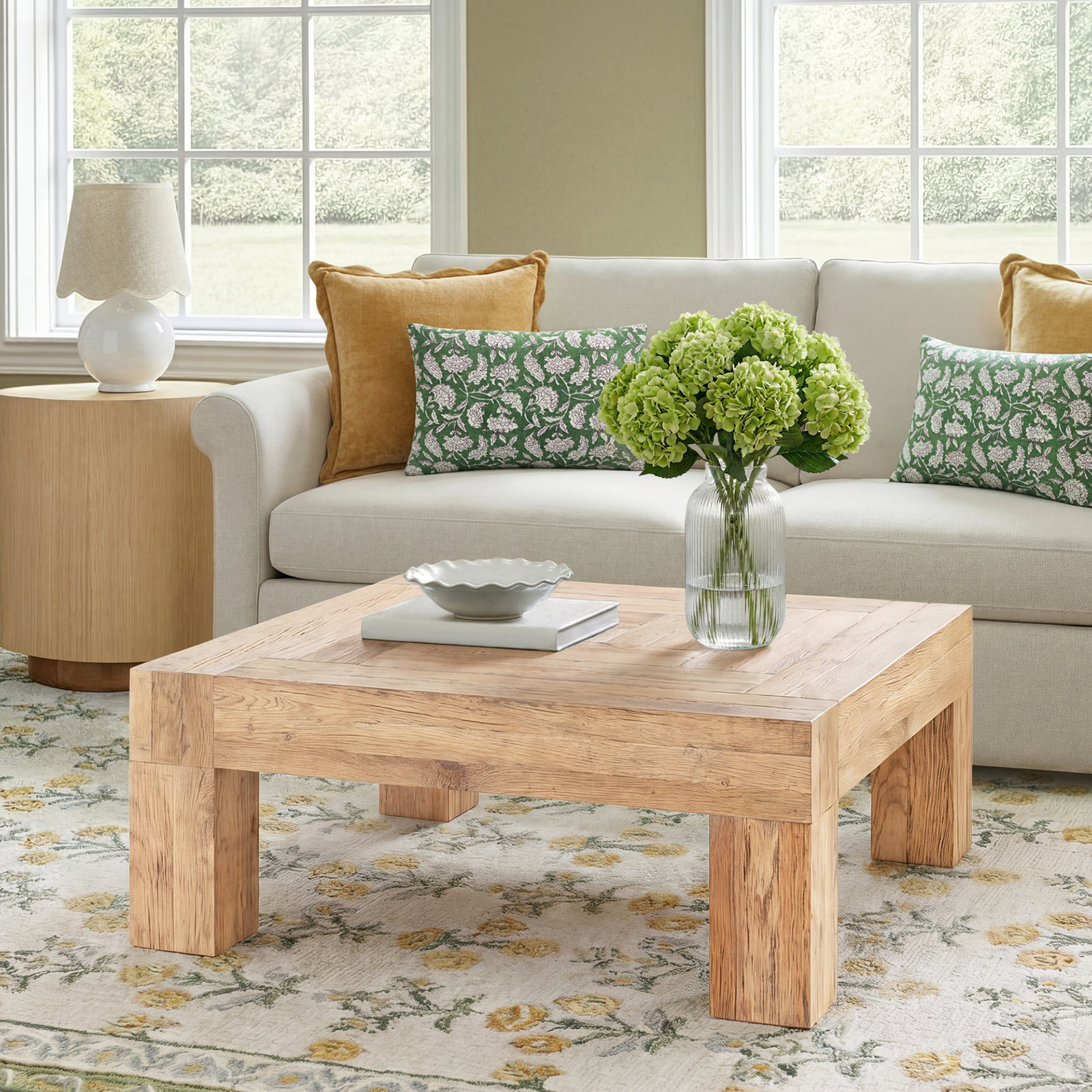 Adams 40" Square Oak Coffee Table, Natural