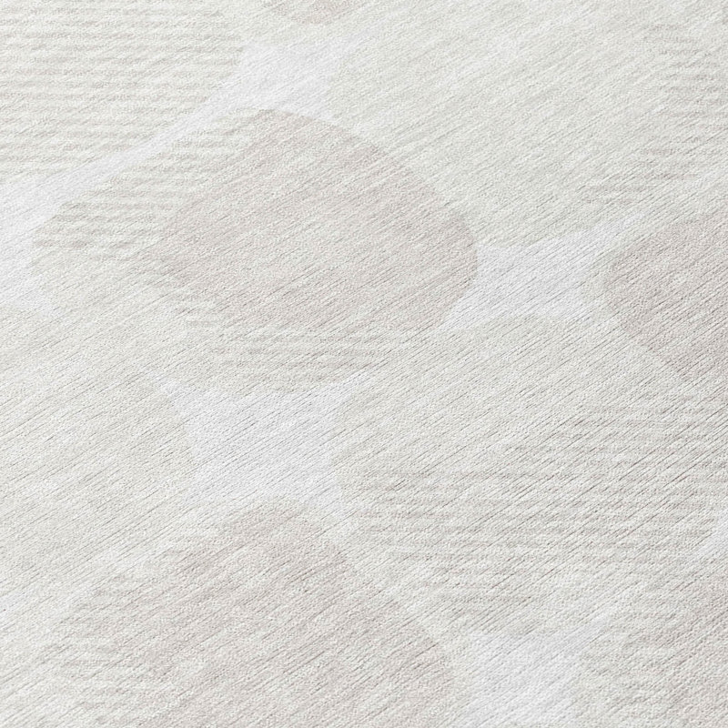 Tapis intérieur / extérieur en polyester tissé à la machine à motif abstrait mâle ivoire mâle, Rond 8 pi