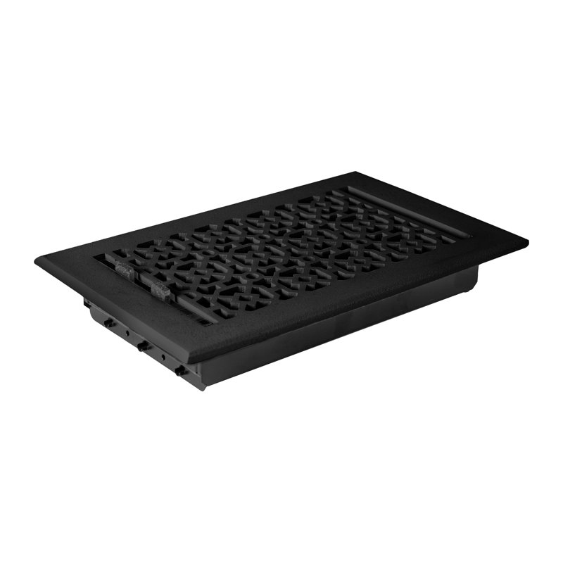 Grille en fonte d'aluminium de 6 po x 9 po Achek, Noir thermolaqué, Mur avec trous de vis