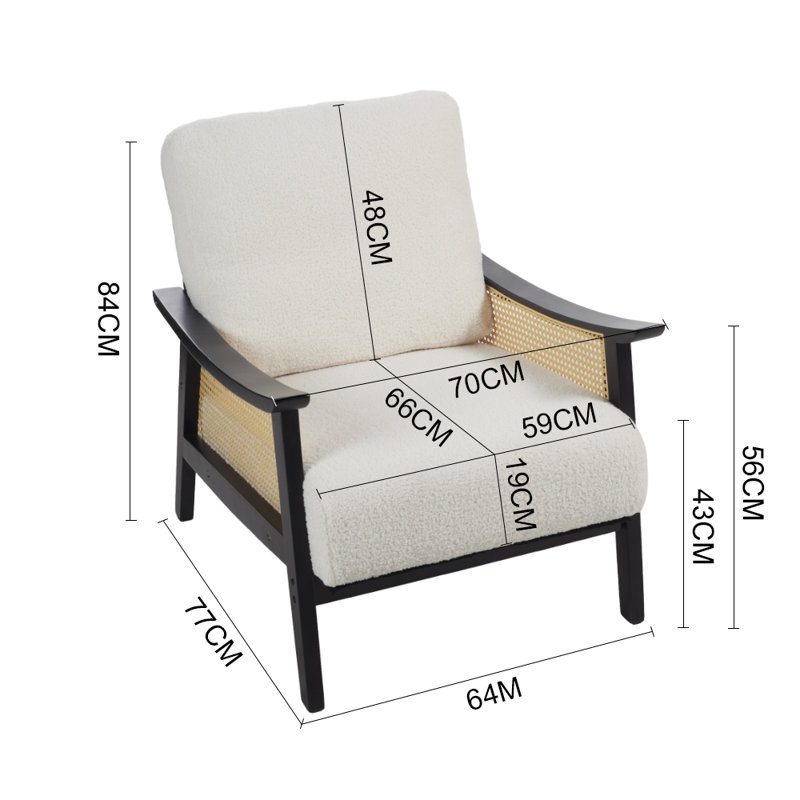 Armchair, 84" H x 70" W x 77" D, White Teddy Bear Fur