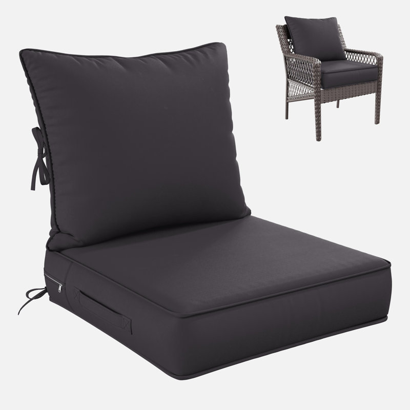 Outdoor Deep Seating Cushion Set Indoor And Outdoor Seat / Back Cushion, Available In 4 Sizes, 22" H x 24" W, Gray