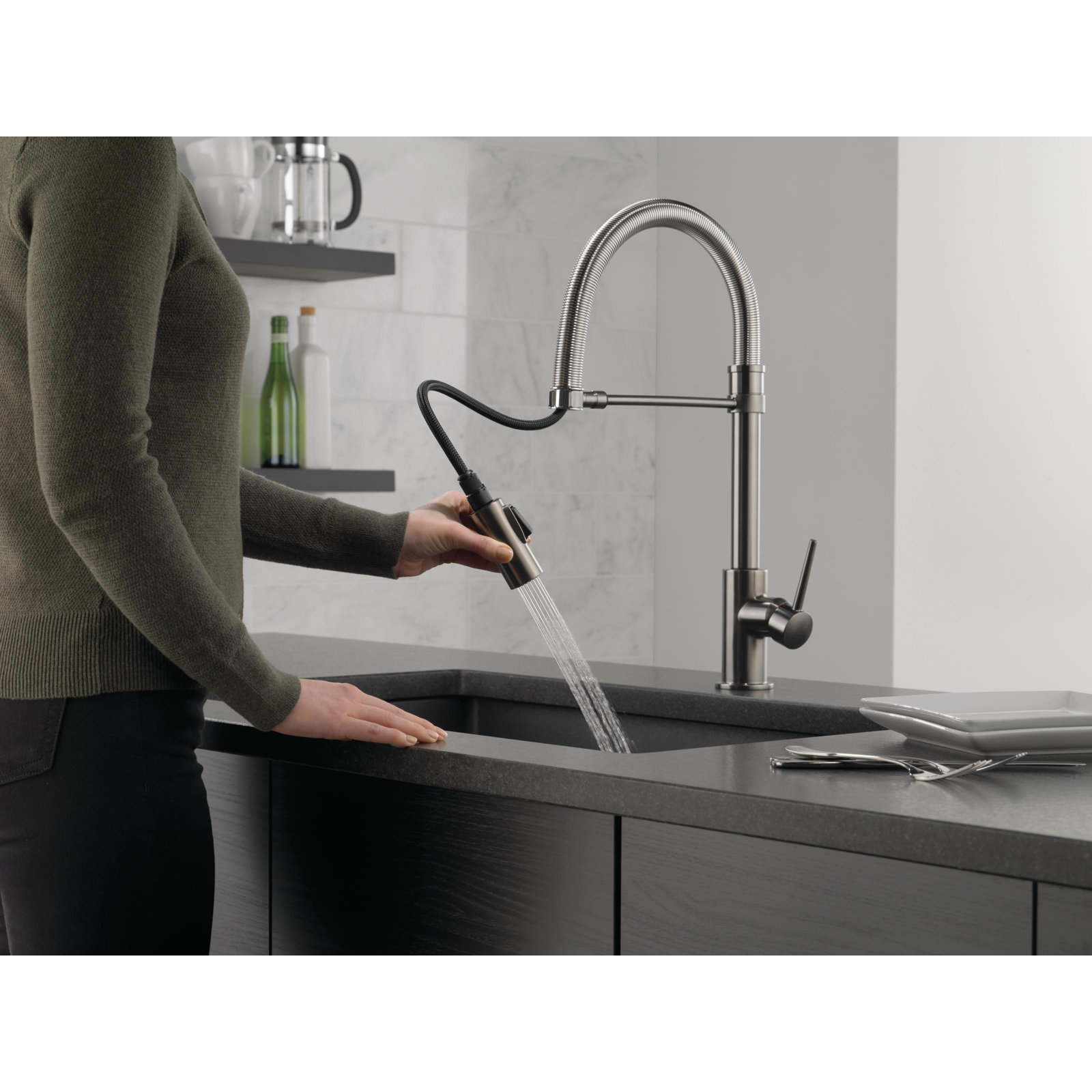 Trinsic Pro Commercial Pull-Down Faucet, Black Stainless
