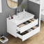 Ensemble de meuble-lavabo mural 32 po avec lavabo, deux tiroirs, façades de tiroirs arrondies, système de fermeture en douceur, lavabo en céramique, conception sans poignée, bois massif, facile à installer, blanc-2996139