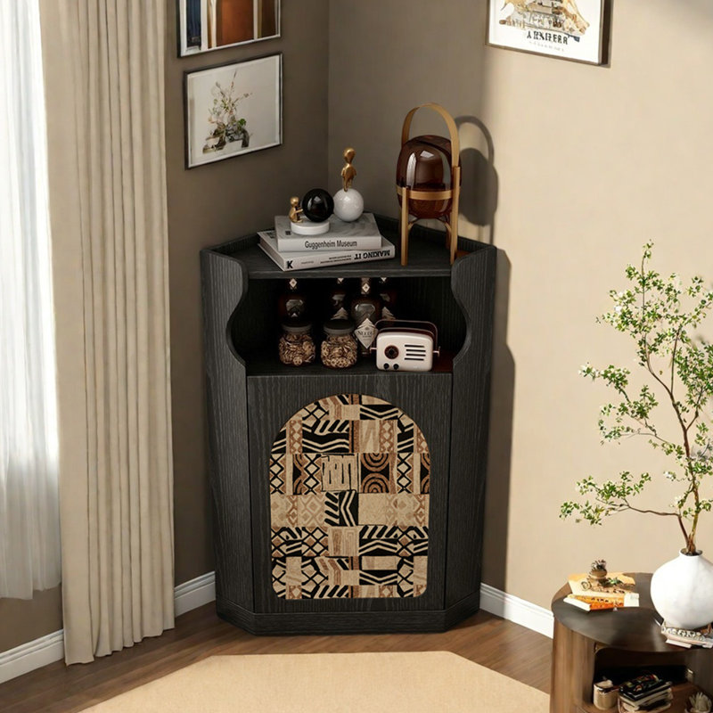 Armoire d'angle moderne et multifonctionnelle rétro, Noir, noir, noir, noir