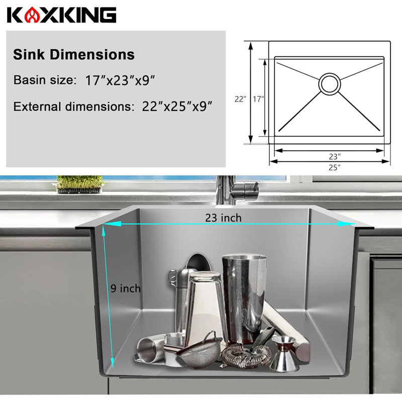 Drop In 18 Gauge Single Bowl T304 Stainless Steel Kitchen Sink with Sink Grid, Silver