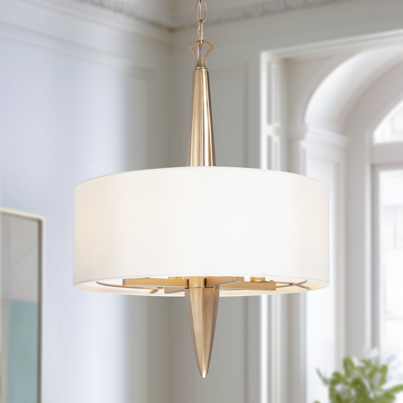 4-Light Drum Chandelier with Fabric Shade