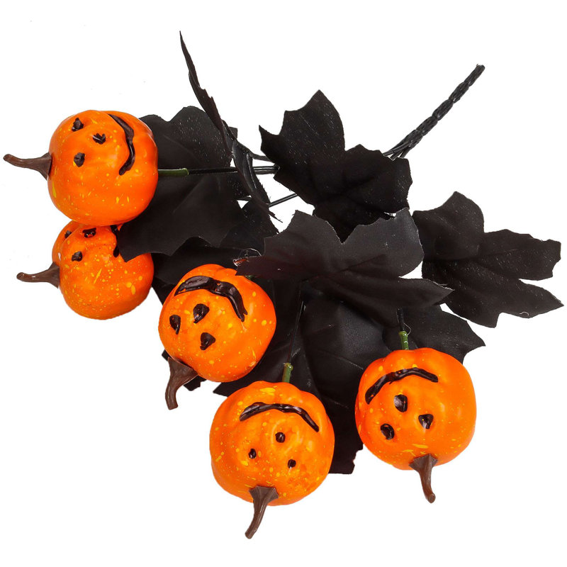 Ensemble de 2 décorations de citrouille d'Halloween noires décoratives artificielles