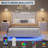 Queen Size Bed Frame with LED Lights, Modern Floating Bed Frame with Storage, Velvet Upholstered Headboard with Wingback for Apartment, White-734675819-734675818