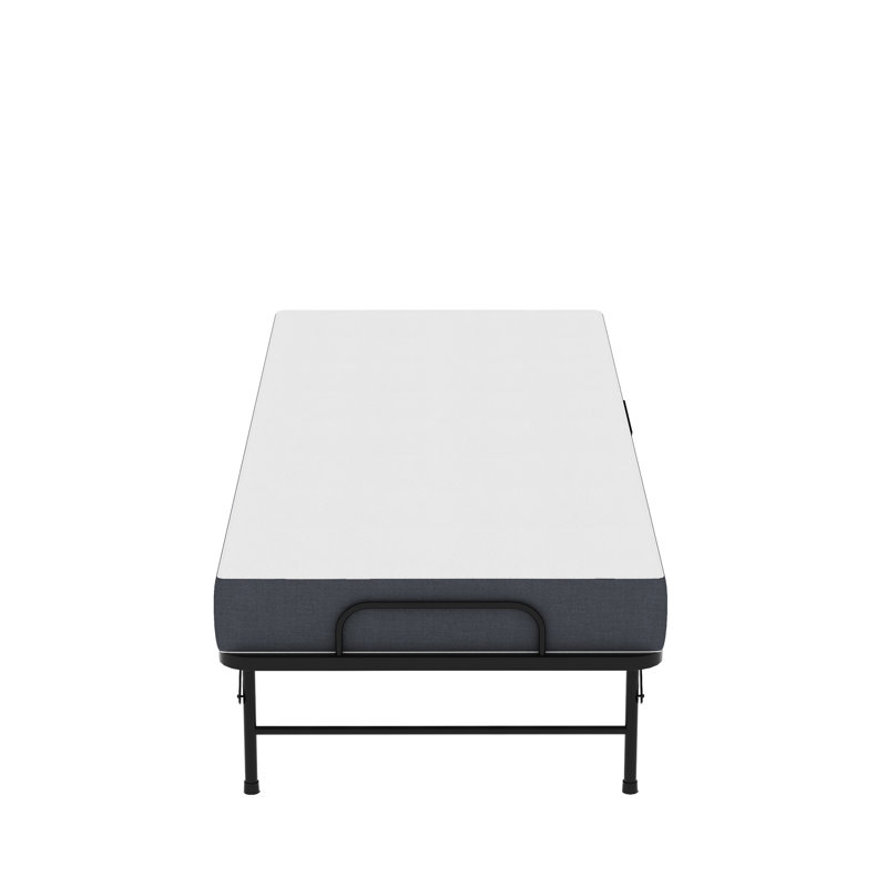 Lit d'invité de 75 pouces avec matelas en mousse à mémoire de forme de 5 po, peu encombrant, structure en métal robuste sur roulettes, idéal pour les petites pièces pliant pour les invités de 5 pouces
