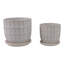  Plateau décoratif décoratif en céramique avec motif - Pots de fleurs d'intérieur élégants avec soucoupe pour patio, salon ou décoration intérieure - ensemble de 2, 8 po, 6 po, blanc-1621862973