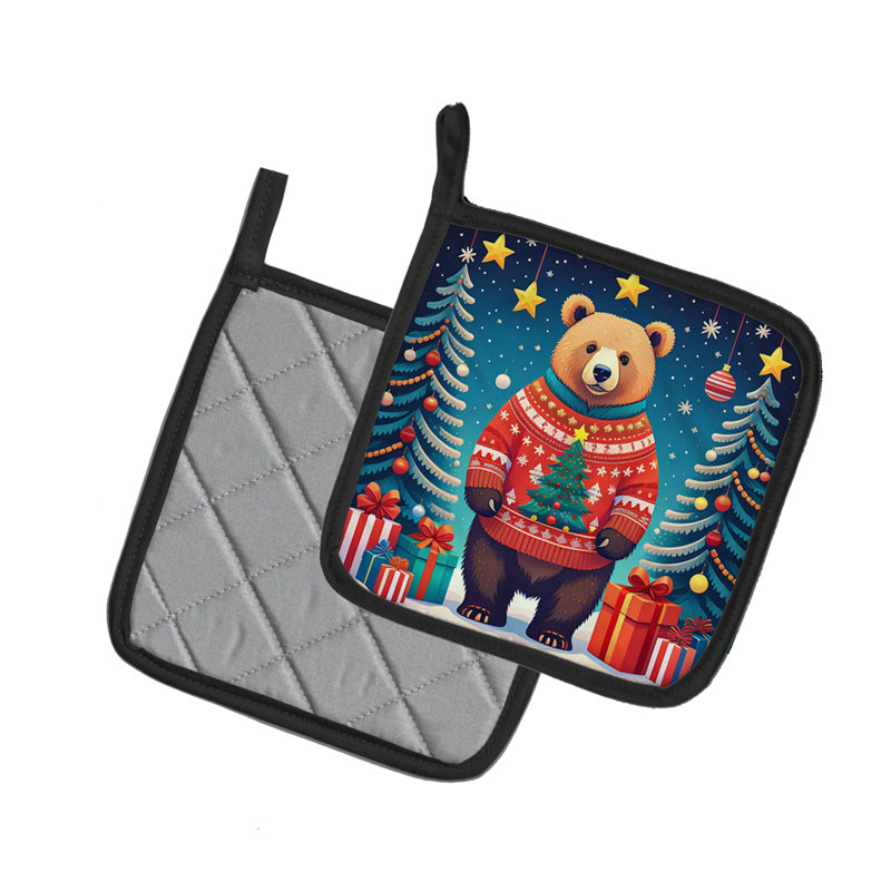 Paire de porte-casseroles Bear Christmas