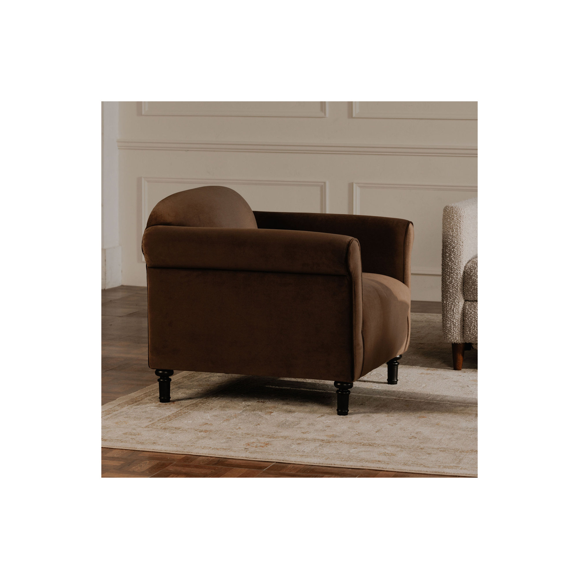 Marirose Accent Chair, Dark Brown Velvet