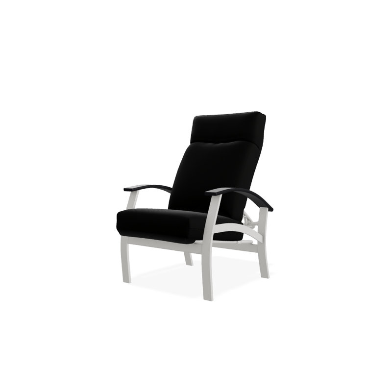 Chaise de patio inclinable avec coussins Askar, Noir 5A, Noir P70, Neige texturée