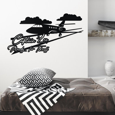 Jet avion en métal, signe de capitaine, décor «Ready for Takeoff», cadeau d'aviation unique pour pilote, décor de chambre de bébé