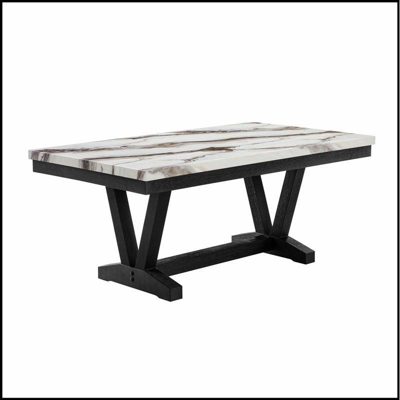 Table de salle à manger Panda en marbre noir et blanc, élégante et durable pour une décoration moderne et polyvalente