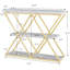 Console mince à 3 niveaux avec tablettes de rangement ouvertes - Canapé de ferme rustique - Pieds en métal en forme de X - Mobilier de salon ou de couloir peu encombrant