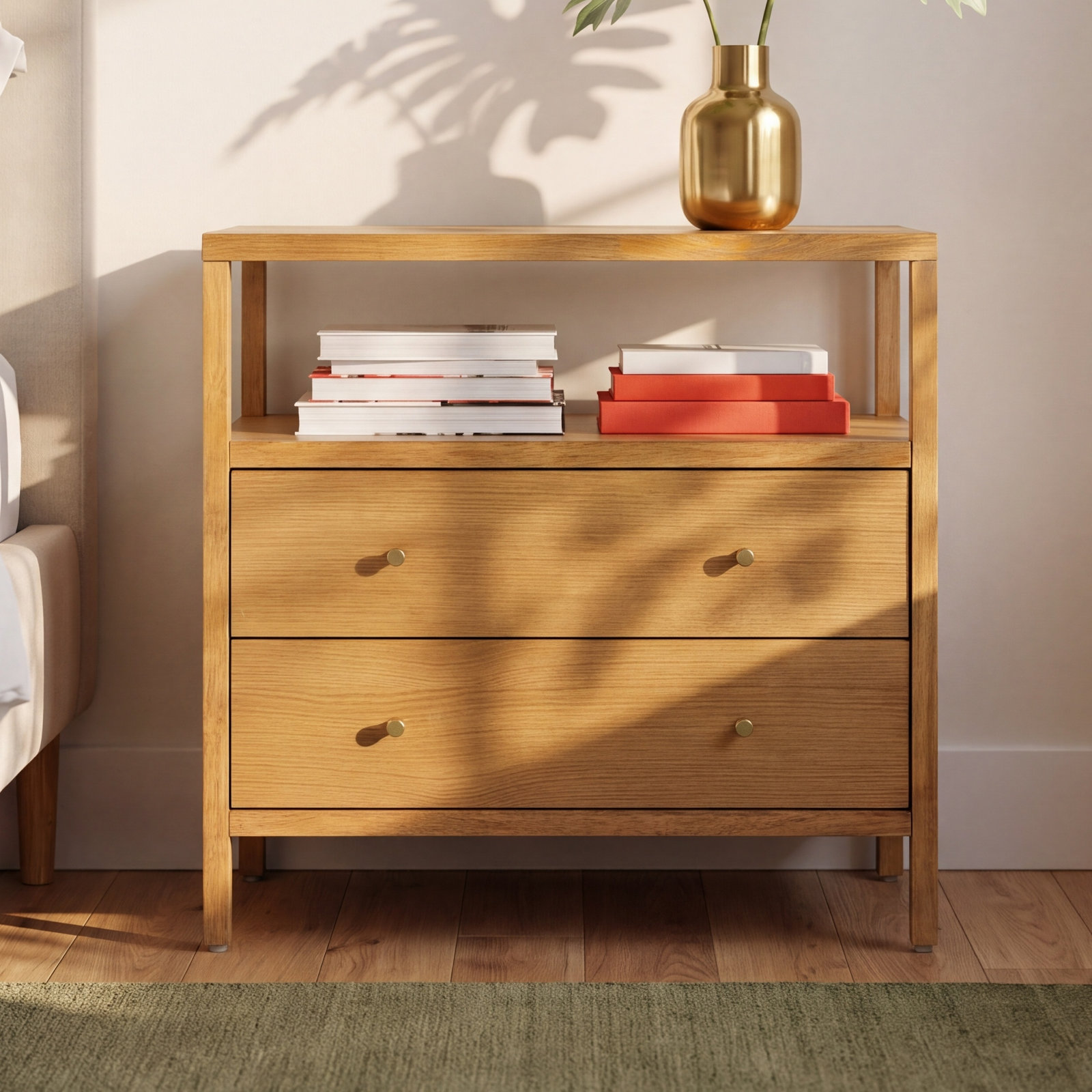 Sloane 2-Drawer Nightstand, Brown