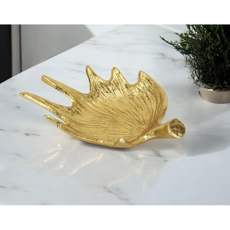 Gold Textured Cast Iron Antler Vanity Tray