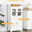 Armoire de rangement autoportante de 63 po avec garde-manger à 4 portes, tablette réglable pour la salle à manger et le salon, buffet à finition blanche, coin cuisine