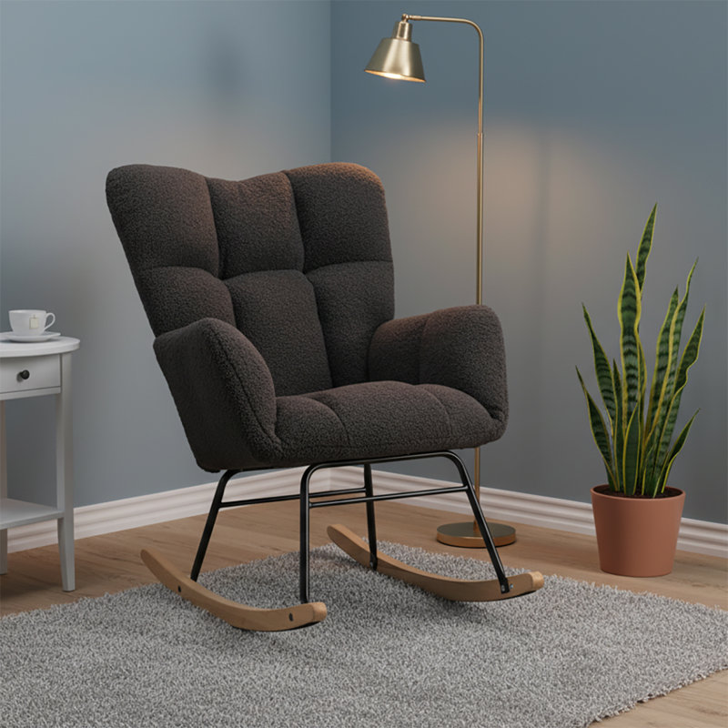 Chaise berçante rembourrée Modern Minimalist, Gris foncé