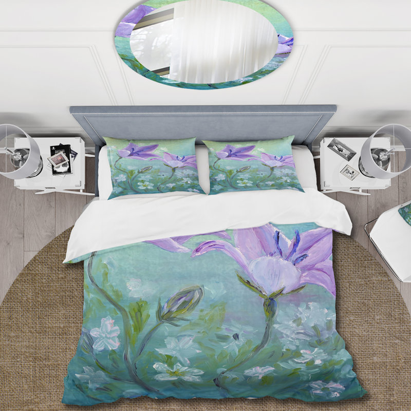 Bellflowers Blooming - Ensemble de housse de couette traditionnel - Microfibre de polyester