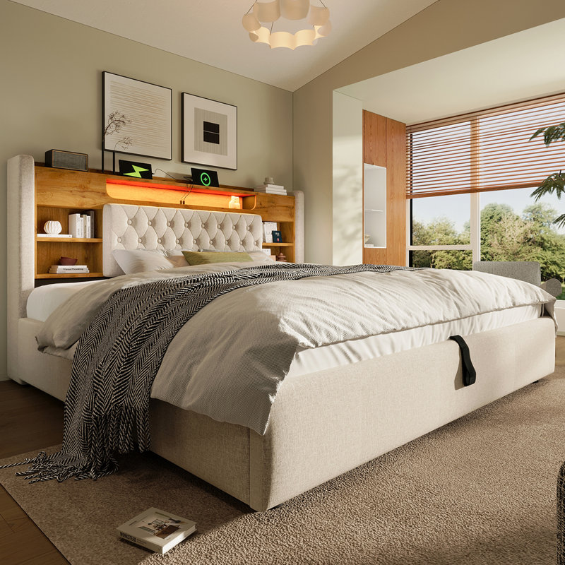 Bed, Super King, Beige