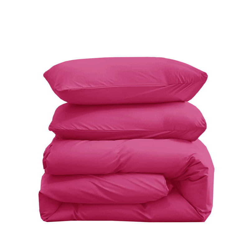 Microfiber Solid Colour Duvet Cover Set, Single Duvet Cover + 1 Pillowcase, Pink