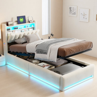 Hydraulic Lift Up Storage Upholstered Platform Bed