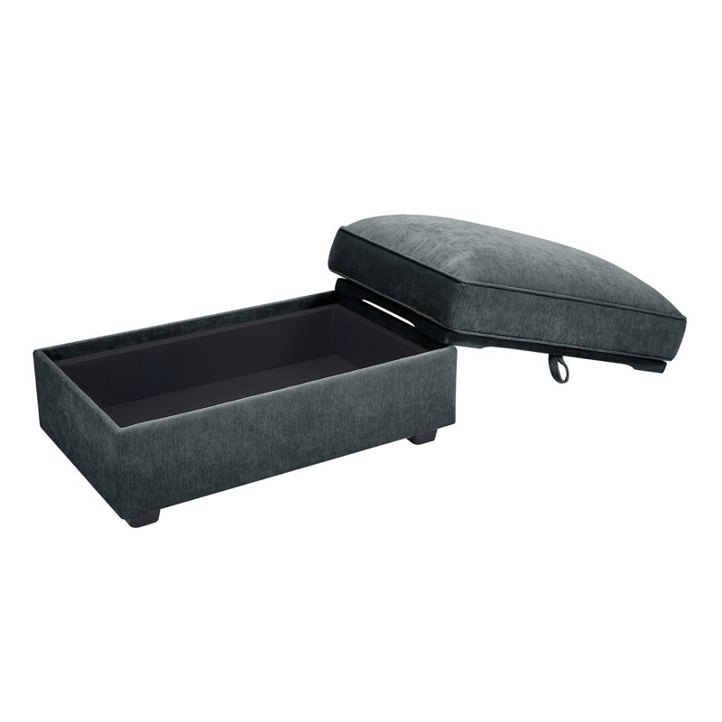 Modern Chenille Ottoman, Gray