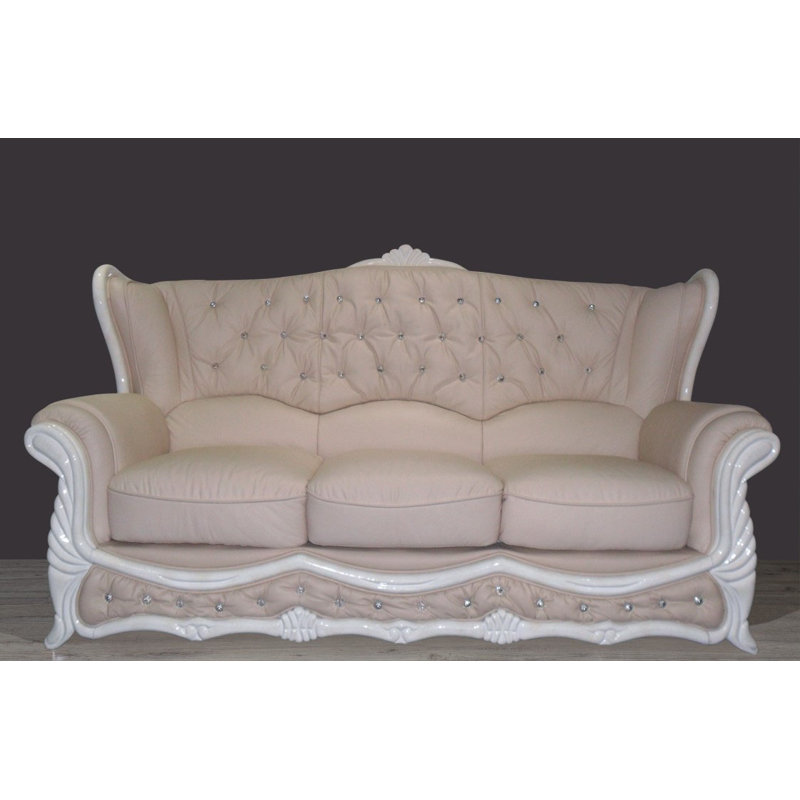 Click Genuine Leather Sofa, Off White