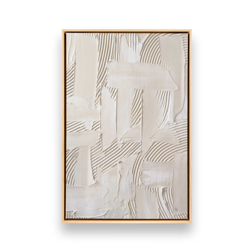 «Neutral Brushstroke Harmony», reproduction sur toile, Cadre américain en érable flottant