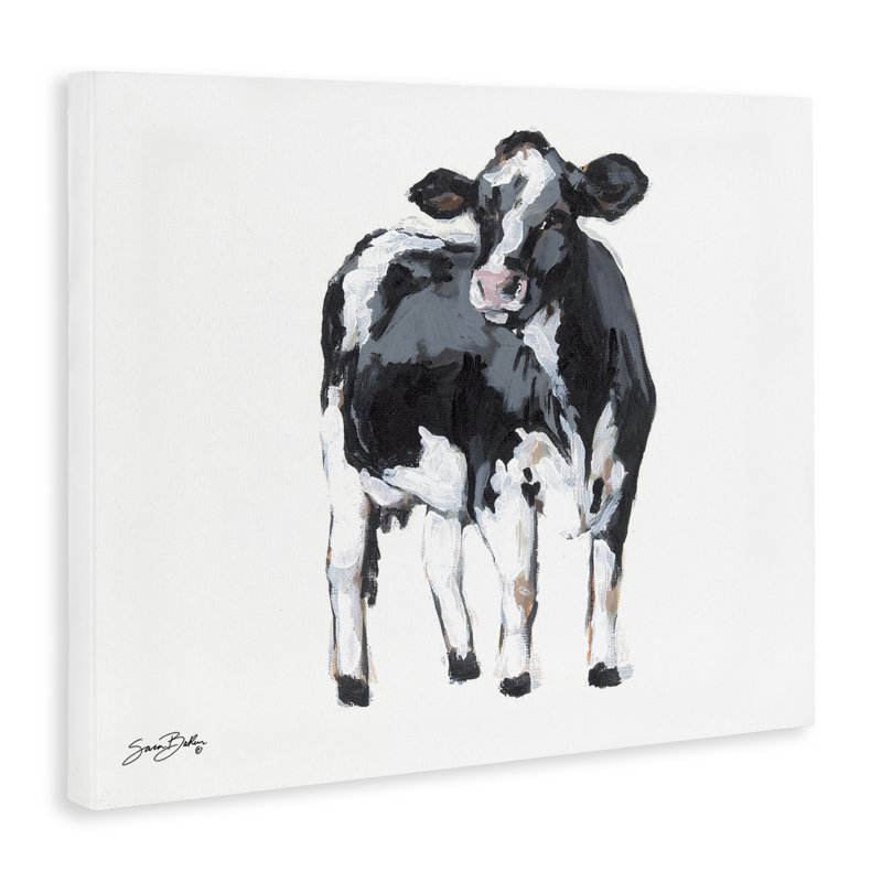 Vache laitière, toile par Sara Baker, H 16 po x l 20 po
