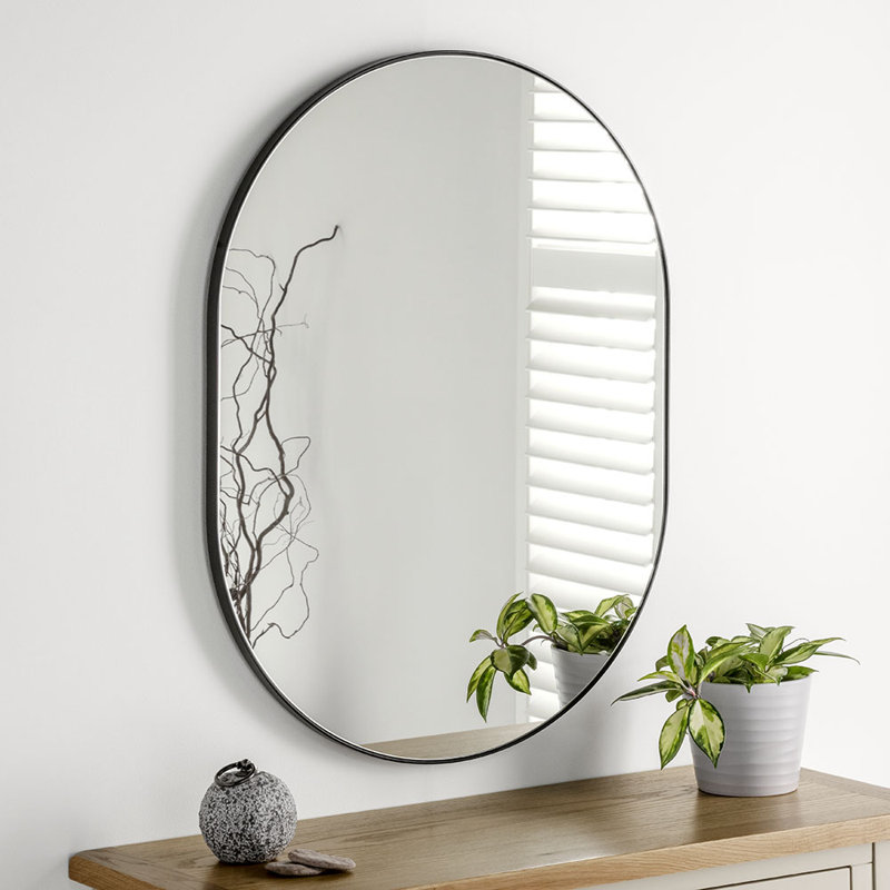 Lottie Oval Metal Framed Wall Mounted Full Length Mirror, 80cm H x 60cm W, Gold Leaf