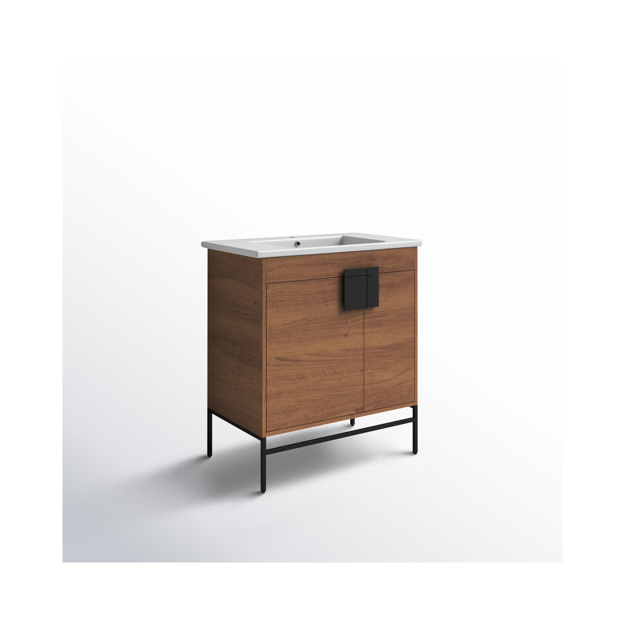 Maisie 30'' Single Bathroom Vanity, Black Matte, Walnut
