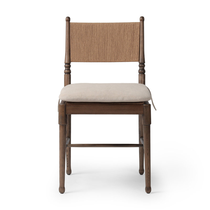 Fayth Dining Chair with Cushion, Dune Linen, Antique Walnut