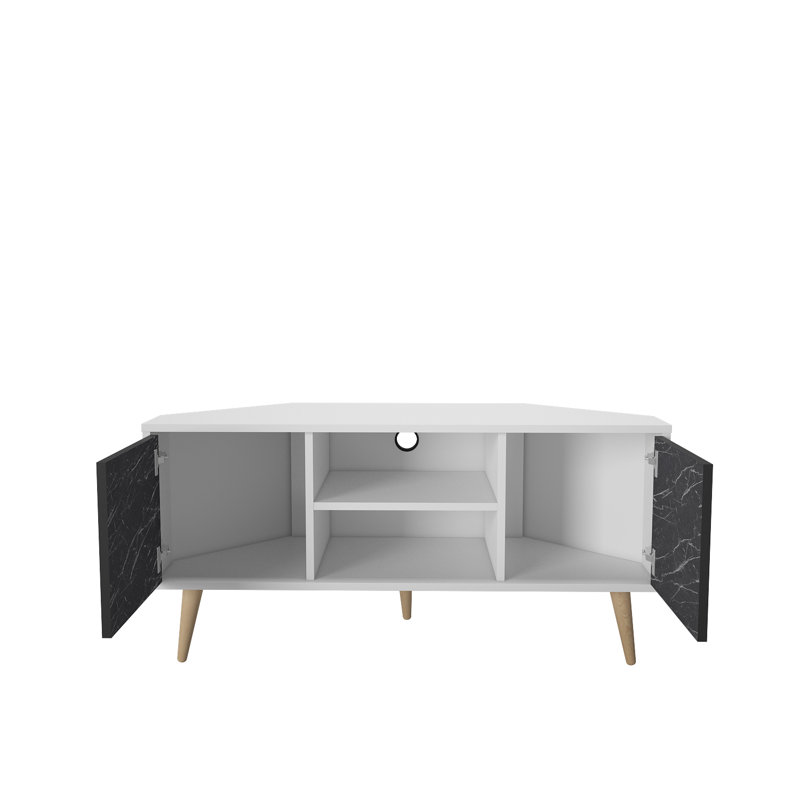 Meuble télé de coin pour téléviseur de 55 po ou moins Ibarra, Blanc / Bendire
