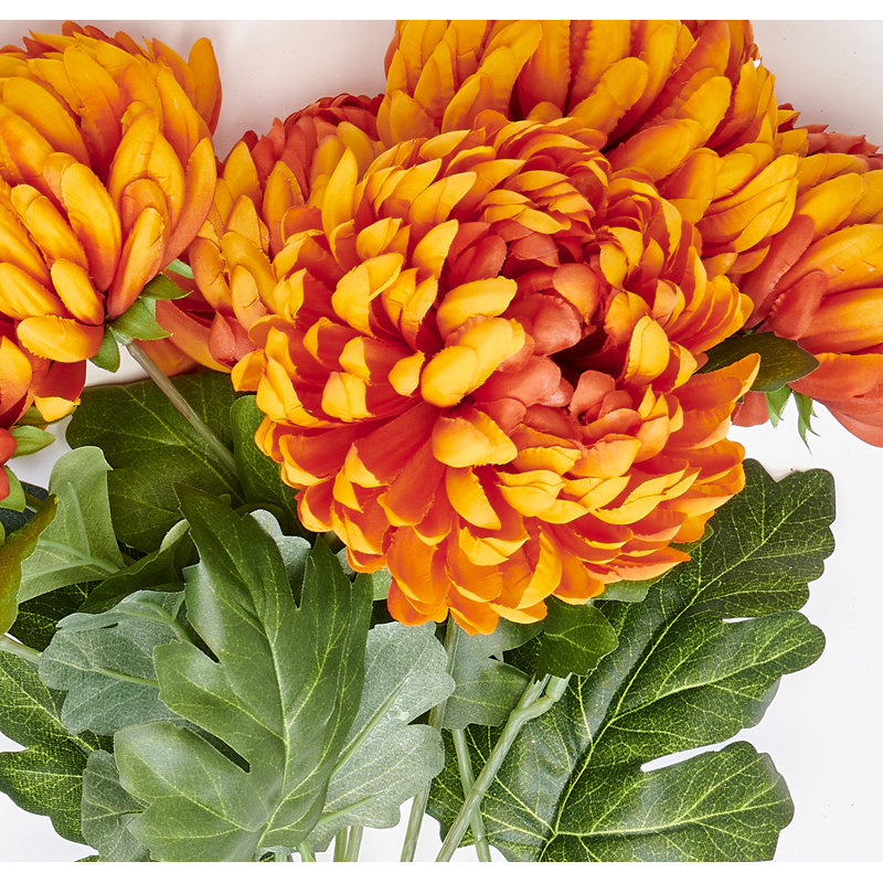18" Artificial Chrysanthemum Bush, Orange